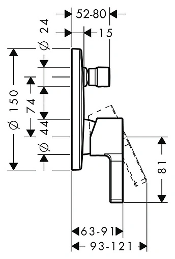 Смеситель для ванны скрытого монтажа Hansgrohe Metris S хром 31465000