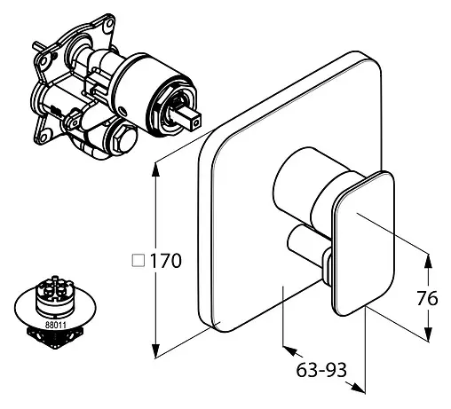Смеситель для ванны скрытого монтажа Kludi E2 хром 496500575