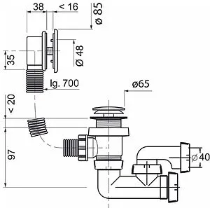 Слив-перелив для ванны Wirquin хром 30975014 Слив-перелив для ванны Wirquin хром 30975014, 2