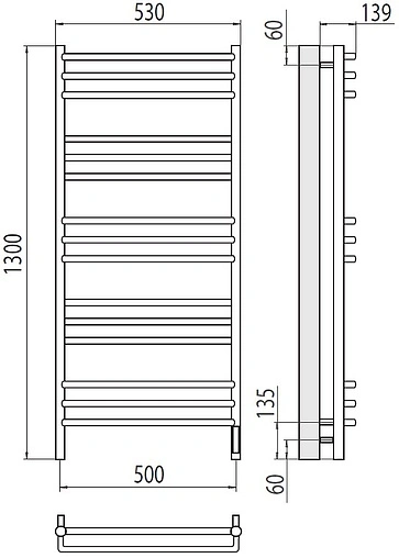 Полотенцесушитель электрический лесенка Terminus Соренто П15 500х1300 электро sensor quick touch полированная сталь 4670078531483