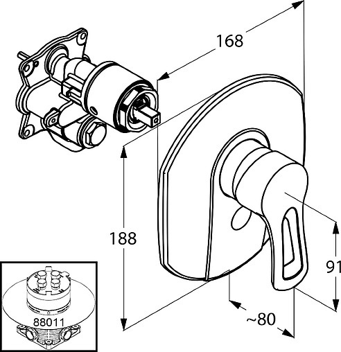 Смеситель для душа скрытого монтажа Kludi MX хром 336550562 Смеситель для душа скрытого монтажа Kludi MX хром 336550562