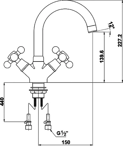 Смеситель для раковины Timo Aviator хром 0121FN