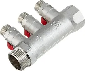 Коллектор запорный проходной 3 отвода 1&quot;в/н x ½&quot;к Valtec VTc.580.N.0603, 3