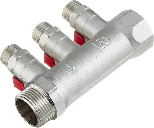 Коллектор запорный проходной 3 отвода 1&quot;в/н x ½&quot;к Valtec VTc.580.N.0603