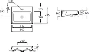 Раковина Jacob Delafon Fit 60 белый E1188-00, 2