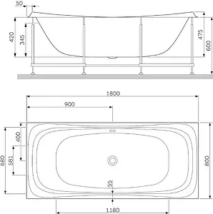 Ванна акриловая Am.Pm Sensation 170x80 W30A-180-080W-A Ванна акриловая Am.Pm Sensation 170x80 W30A-180-080W-A, 2