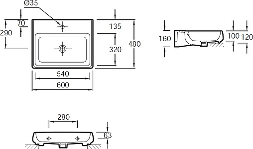 Раковина Jacob Delafon Fit 60 белый E1188-00