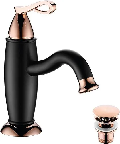 Смеситель для раковины Lemark Prime чёрный матовый/золото LM6106BRG