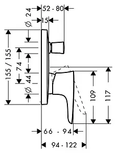 Смеситель для ванны скрытого монтажа Hansgrohe PuraVida хром 15445000 Смеситель для ванны скрытого монтажа Hansgrohe PuraVida хром 15445000, 2