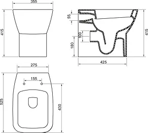 Унитаз приставной BelBagno Lago белый BB128CB Унитаз приставной BelBagno Lago белый BB128CB, 2