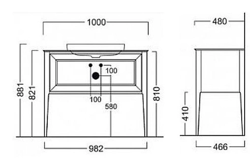 Тумба-умывальник напольная Kerama Marazzi Plaza Classic 100 1+1 белый PL.C.100.1+1\\WHT+PL.wbi.55.1+
