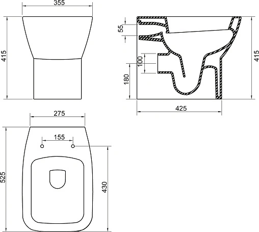 Унитаз приставной BelBagno Lago белый BB128CB