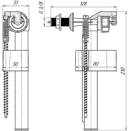 Заливной клапан для бачка ⅜&quot; пластик боковой Ани Пласт Эконом WC5070