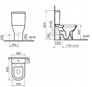Унитаз-компакт VitrA Diana белый 9816B003-7201, 2