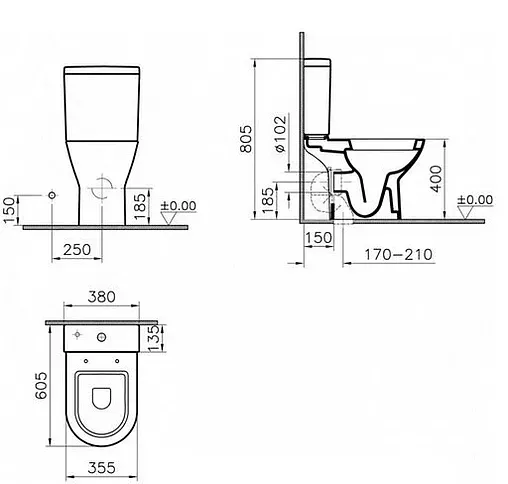 Унитаз-компакт VitrA Diana белый 9816B003-7201