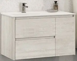 Тумба-умывальник подвесная Comforty Бремен 90 дуб белый 00004142375CF Тумба-умывальник подвесная Comforty Бремен 90 дуб белый 00004142375CF, 1