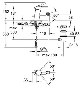 Смеситель для биде Grohe Concetto хром 32208001 Смеситель для биде Grohe Concetto хром 32208001, 2