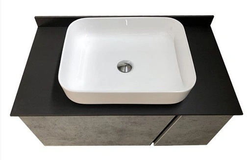 Тумба-умывальник подвесная Comforty Эдинбург 90 бетон светлый/чёрный 00004147997CF