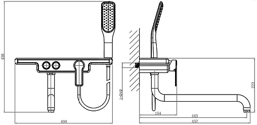 Смеситель для ванны с длинным изливом D&amp;K Berlin Steinbeis белый/хром DA1443316