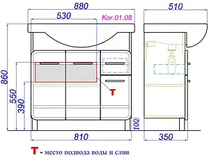 Тумба-умывальник напольная Aqwella Corsica 85 белый KOR0108+4620008197357 Тумба-умывальник напольная Aqwella Corsica 85 белый KOR0108+4620008197357, 2