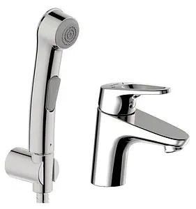 Смеситель для раковины с гигиеническим душем Bravat Drop-D хром F148162C-1, 1