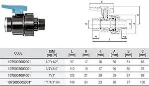 Кран шаровый с американкой 1"в x 1"н Unidelta 1075004004001 Кран шаровый с американкой 1"в x 1"н Unidelta 1075004004001, 2