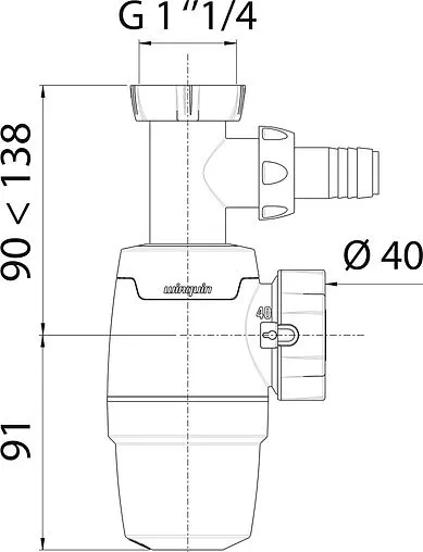 Сифон бутылочный для раковины Wirquin NEO белый 30987070 Сифон бутылочный для раковины Wirquin NEO белый 30987070
