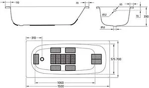 Ванна стальная BLB Universal HG 150x70 белый B50H handles Ванна стальная BLB Universal HG 150x70 белый B50H handles, 2