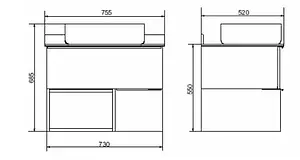Тумба-умывальник подвесная Comforty Штутгарт 75 дуб тёмно-коричневый/чёрный 00-00001884CF, 2
