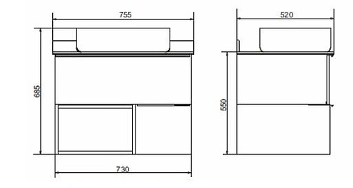 Тумба-умывальник подвесная Comforty Штутгарт 75 дуб тёмно-коричневый/чёрный 00-00001884CF