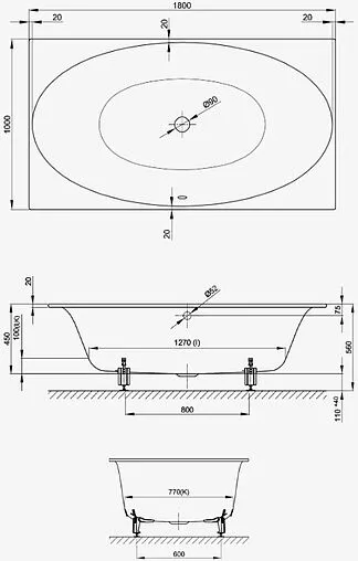 Ванна стальная Bette Eve 180x100 anti-slip белый 6042-000 AR