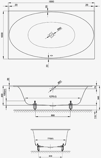 Ванна стальная Bette Eve 180x100 белый 6042-000