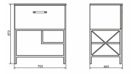 Тумба-умывальник напольная Comforty Бредфорд 75 дуб тёмный/чёрный 00004149064CF