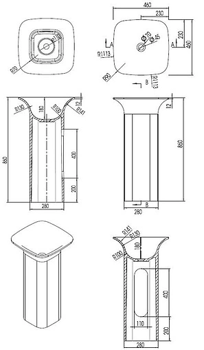 Раковина Aquanet Curve V23 46 белый матовый 00198918