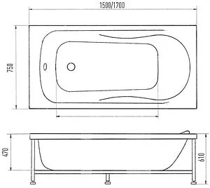 Ванна акриловая Eurolux Alla 170х75 E1017075006 Ванна акриловая Eurolux Alla 170х75 E1017075006, 2