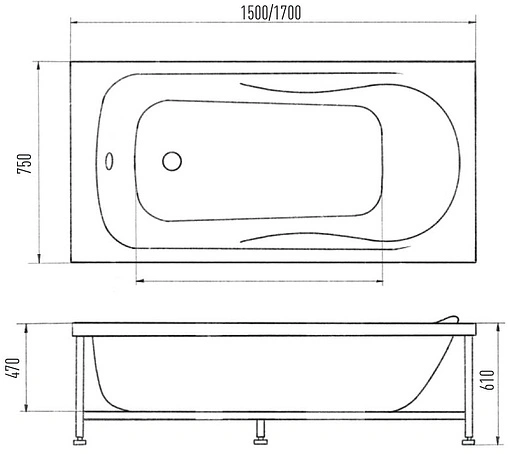 Ванна акриловая Eurolux Alla 150х75 E1015070005 Ванна акриловая Eurolux Alla 150х75 E1015070005