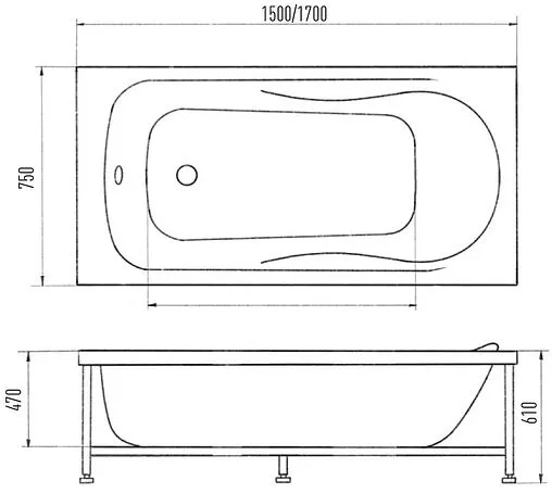 Ванна акриловая Eurolux Alla 170х75 E1017075006 Ванна акриловая Eurolux Alla 170х75 E1017075006
