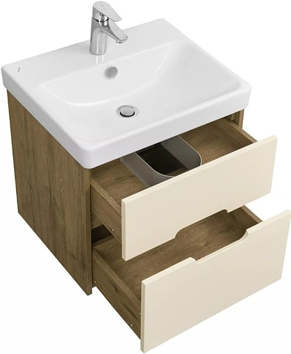 Тумба под умывальник подвесная Aquaton Оливия 55 бежевый/дуб веллингтон 1A254201OLVG0 Тумба под умывальник подвесная Aquaton Оливия 55 бежевый/дуб веллингтон 1A254201OLVG0