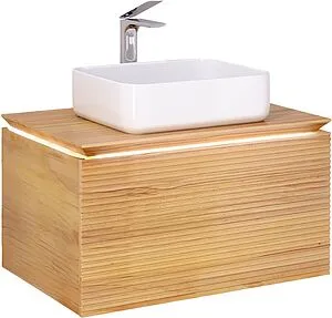 Тумба-умывальник подвесная Jorno Karat 80 бук светлый Kar.01.80/P/BuL+MLN-7050H Тумба-умывальник подвесная Jorno Karat 80 бук светлый Kar.01.80/P/BuL+MLN-7050H, 1