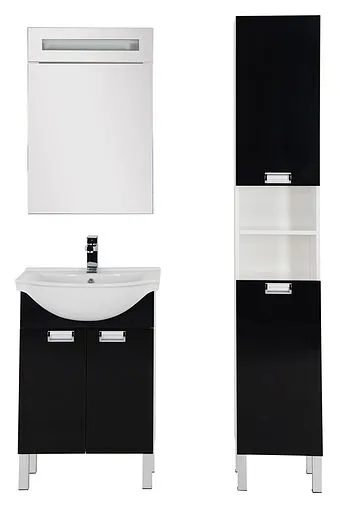 Шкаф-пенал напольный Aquanet Адель белый/чёрный 185774