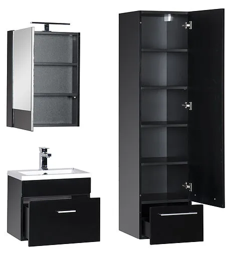 Шкаф-пенал подвесной Aquanet Нота 40 R чёрный 00168883