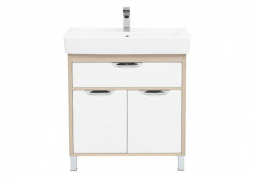 Тумба под умывальник напольная Aquanet Гретта 80 New белый/светлый дуб 00239403