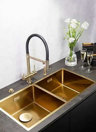 Мойка кухонная Omoikiri Taki 86-2-U/IF-LG светлое золото 4993792