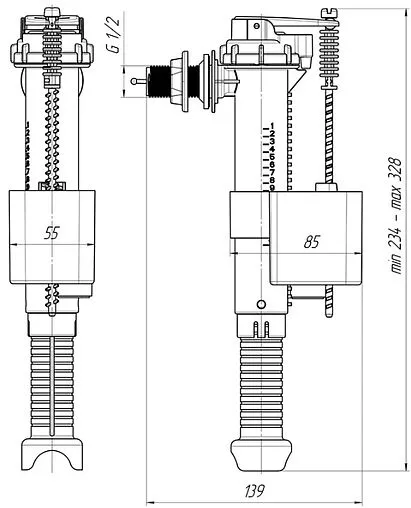 Заливной клапан для бачка ½&quot; латунь боковой Ани Пласт WC5020