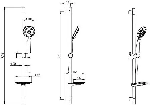 Комплект для ванны 3 в 1 Aquatek Вега чёрный матовый AQ1030MB