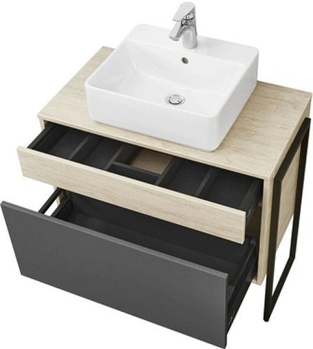 Тумба-умывальник подвесная Aquaton Лофт Урбан 80 графит/орегон 1A2476K1LQX60