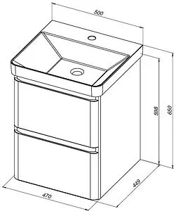 Тумба-умывальник подвесная Aquanet Эмбер 50 чёрный матовый 00330464+11050-KL, 2