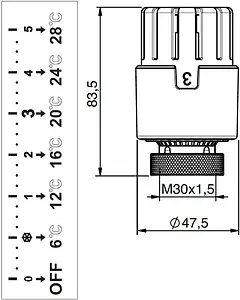 Головка термостатическая M30x1.5 Tiemme белый 9550025 Головка термостатическая M30x1.5 Tiemme белый 9550025, 2