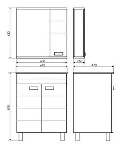Тумба-умывальник напольная Comforty Модена 60 белый Тумба-умывальник напольная Comforty Модена 60 белый, 2