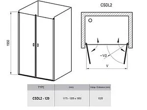 Дверь в нишу 1200мм прозрачное стекло Ravak Chrome CSDL2-120 0QVGCU0LZ1 Дверь в нишу 1200мм прозрачное стекло Ravak Chrome CSDL2-120 0QVGCU0LZ1, 2
